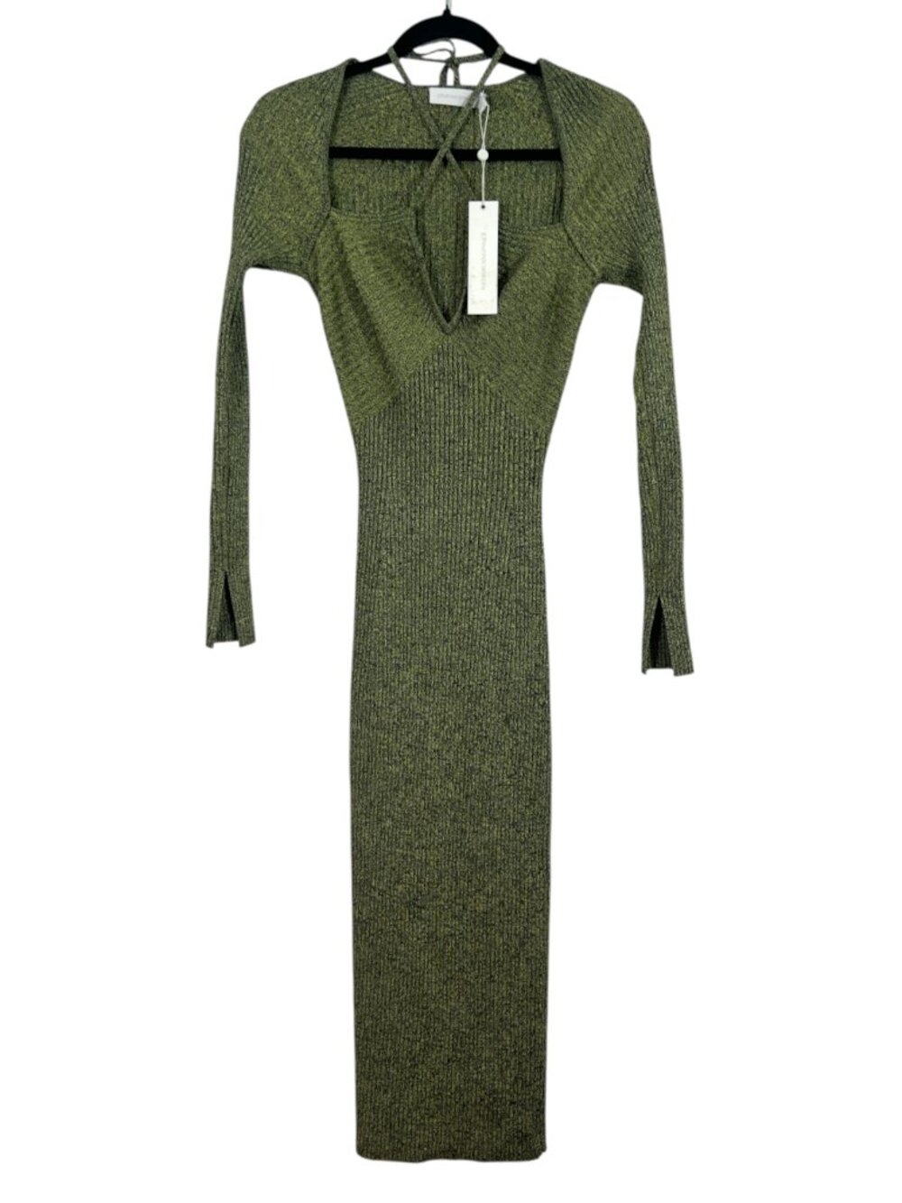 Jonathan Simkhai Elijah Lace Up Halter Tie Midi Dress Midnight Small New $495